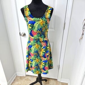 Colorful, Sleeveless Midi Dress - S